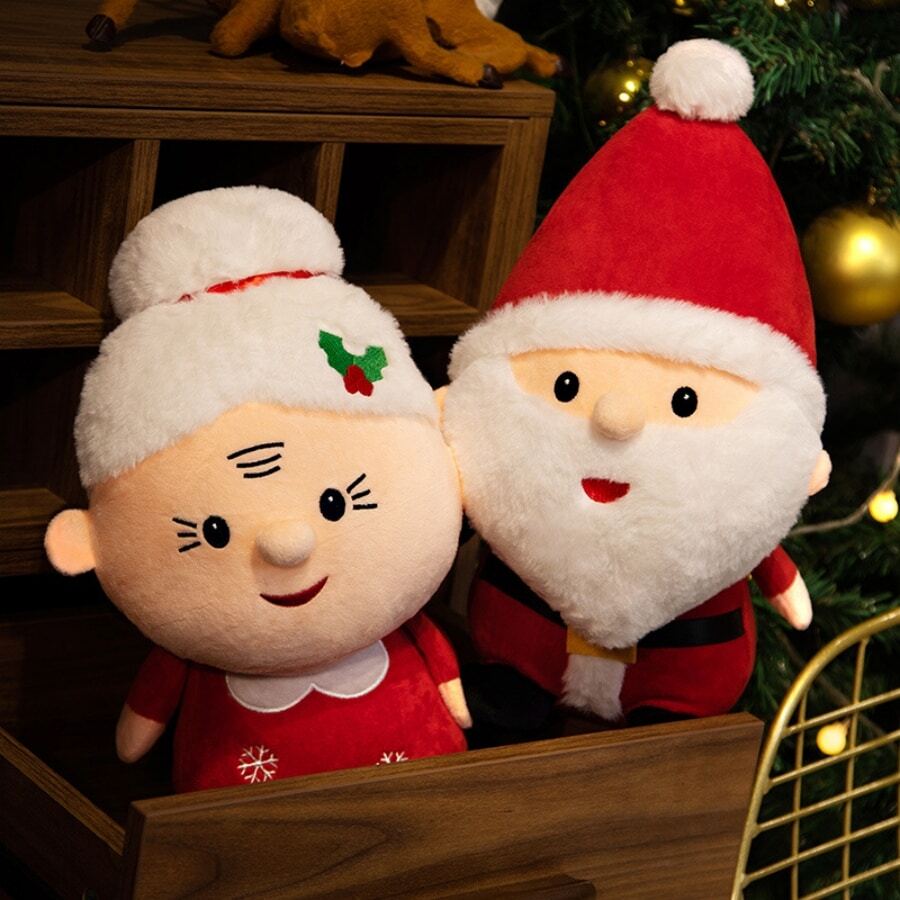 2 件，可爱圣诞老人毛绒动物圣诞麋鹿雪人娃娃节日装饰圣诞情侣娃娃情侣装饰礼物送给女朋友或男朋友结婚纪念日 - 紅色 - 查看 1