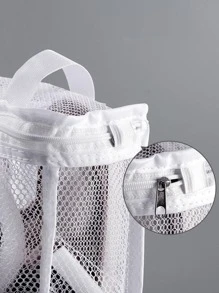 1pc Anti-deformation Shoe Washing Bag, Laundry Machine Mesh Laundry Bag For Washing Shoes, Clothes, Socks, Underwear - White - View 2
