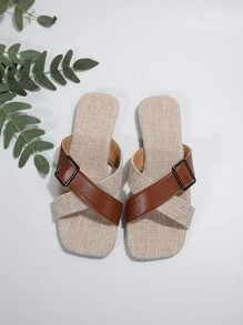 Women's Fashionable Flat Casual Indoor Outdoor Sandals Slippers - Beige - View 5