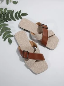 Women's Fashionable Flat Casual Indoor Outdoor Sandals Slippers - Beige - View 4