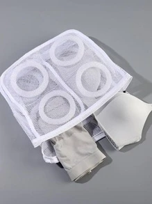 1pc Anti-deformation Shoe Washing Bag, Laundry Machine Mesh Laundry Bag For Washing Shoes, Clothes, Socks, Underwear - White - View 6
