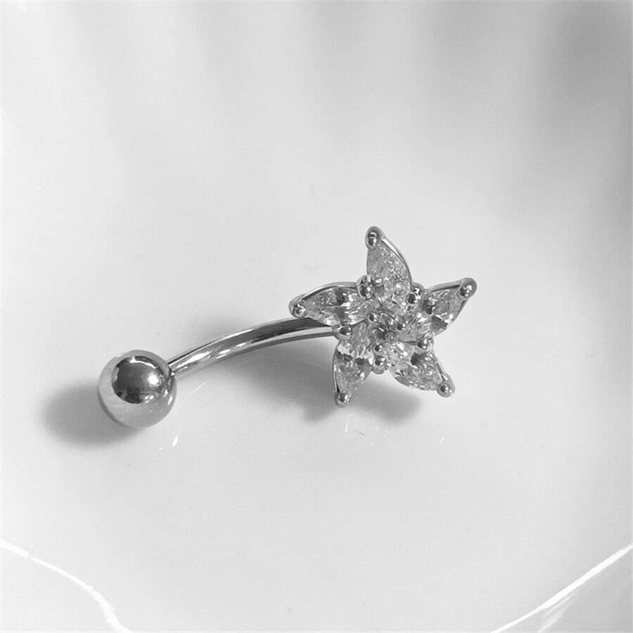 316穿孔首飾歐美時尚水晶鑲嵌肚臍圓環