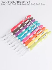 QJH 9pcs/Set Colorful Plastic Handle Crochet Hooks, Beginner Knitting Tools For DIY Handmade Sweater & Hat, Lightweight & Portable With Comfortable Handles In Multiple Sizes: 2.0mm/2.5mm/3.0mm/3.5mm/4.0mm/4.5mm/5.0mm/5.5mm/6.0mm - Multicolor - View 5