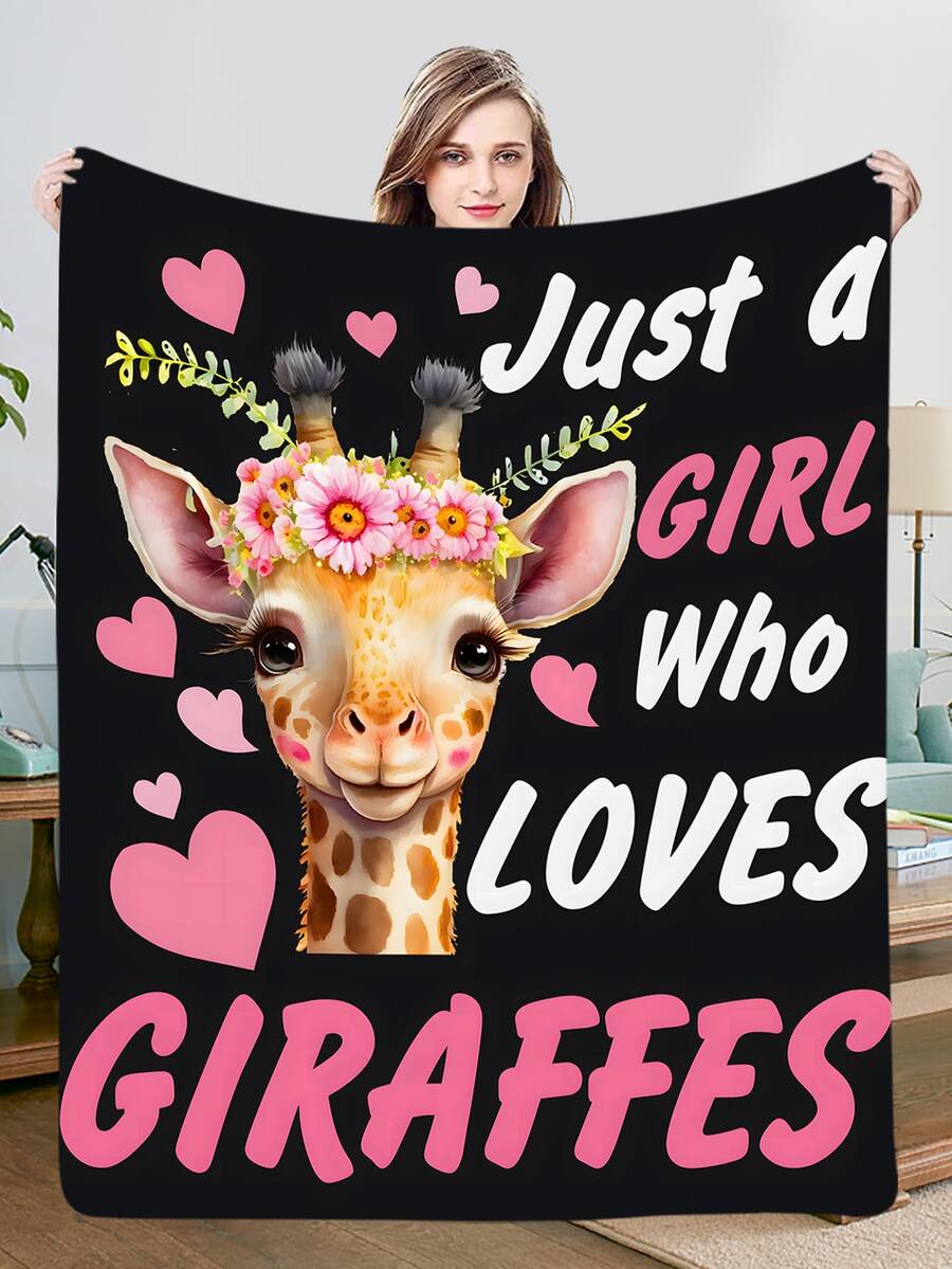 1 Miếng Hươu cao cổ Với Hoa Mũ đội đầu Flannel Ném cái mền Giường Chăn Mềm mại , Nhẹ , Ấm áp Và Thân thiện - Nhiều màu - Xem 1