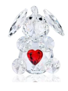 1pc Artificial Crystal Decoration Craft, Modern Elephant Design Decorative Object For Home Decoration - Clear - View 1