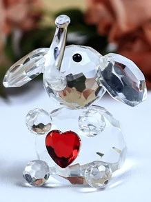 1pc Artificial Crystal Decoration Craft, Modern Elephant Design Decorative Object For Home Decoration - Clear - View 5