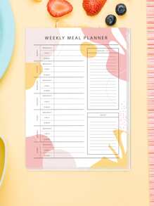 BUBU 每日計劃者每週膳食計劃本，帶可撕式雜貨購物清單，菜單管理記事本 - 粉色 - 查看 2