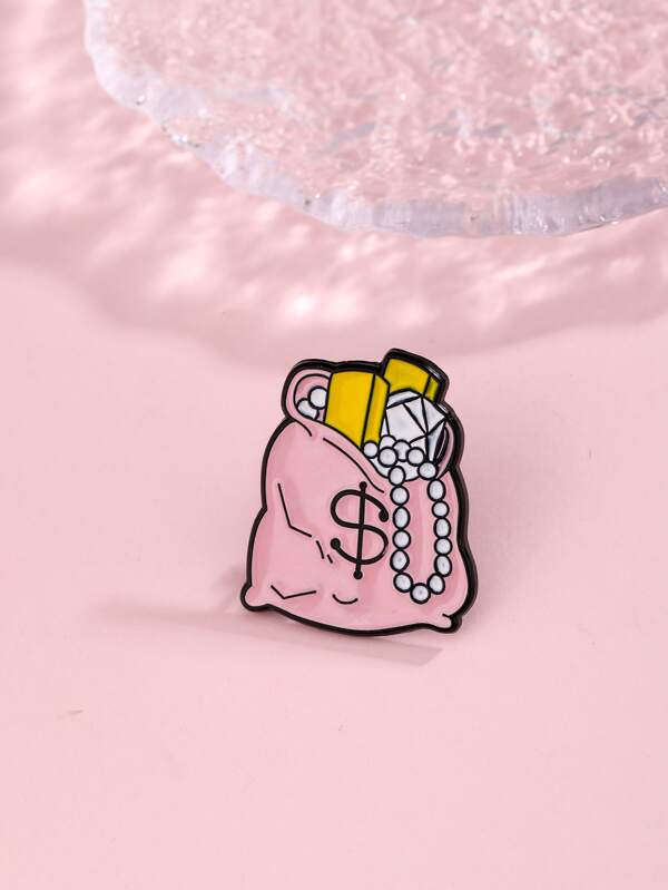 1pc Cute Creative Dripping Oil Design Getrich Brooch With Dollar Sign