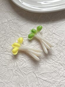 2入組女士模擬豆芽髮夾，可愛鱷魚夾心型少女髮夾套裝 - 彩色 - 查看 8