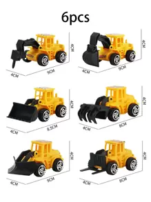 6/12 件/套挖掘机蛋糕装饰，建筑工地主题蛋糕装饰，配有迷你卡车玩具，非常适合生日派对 - 彩色 - 查看 3