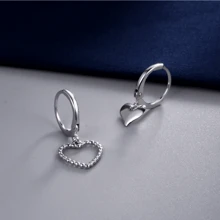 1pair Asymmetrical Hollow Out Heart Pendant Hoop Earrings For Women, Fashionable High-End Design Daily Wearing Jewelry Valentines