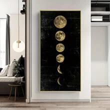 1 pieza Arte de pared sin marco pintura de eclipse de luna adorno para sala de estar , dormitorio , cuarto de baño , oficina , corredor o cocina - Multicolor - Ver 5