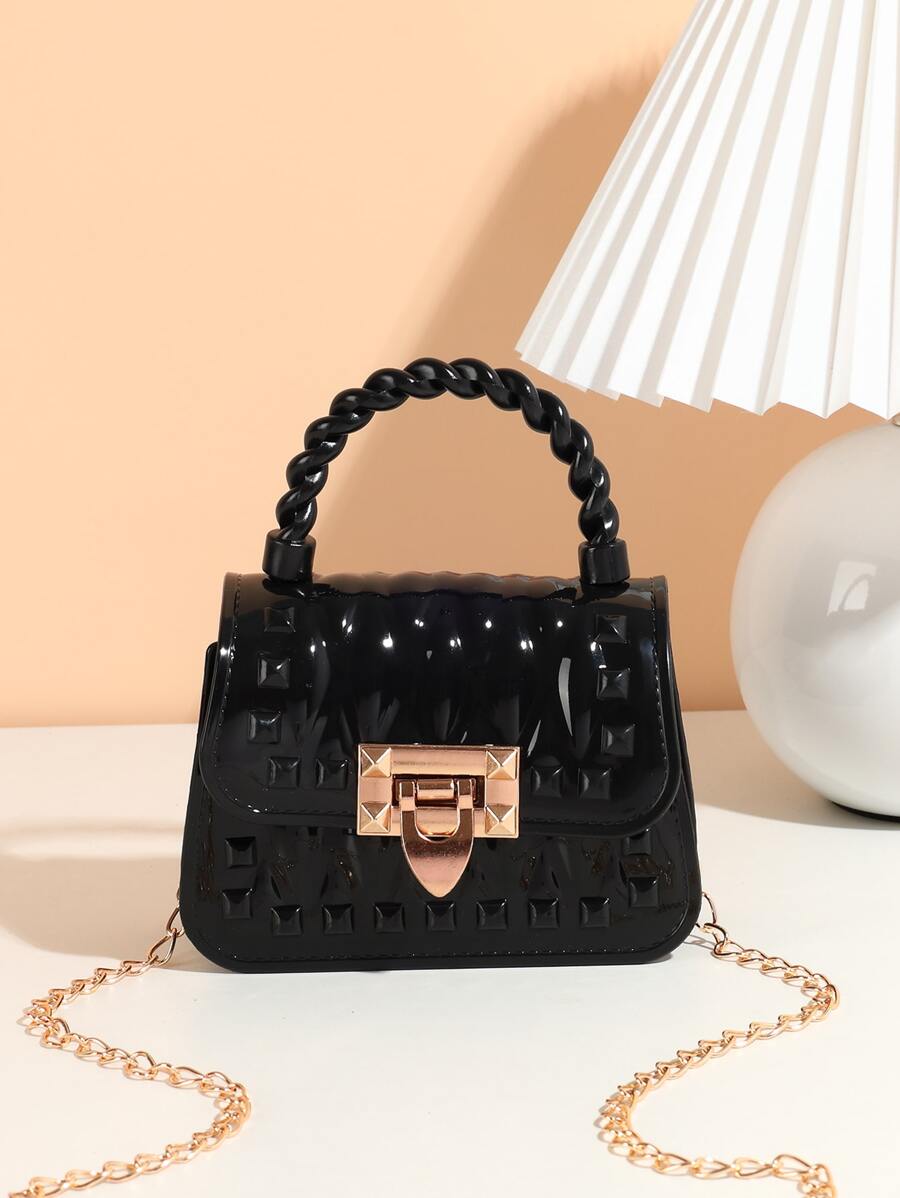 Fashionable Pvc Silicone Kids' Crossbody Bag - Black - View 1