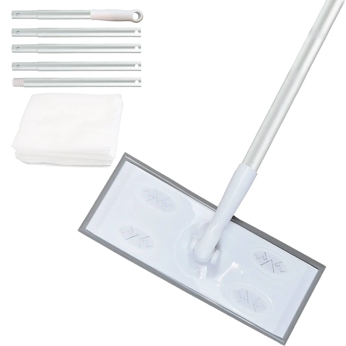 1 Set Of Long-handled Mop With Paper Package/3 Packs Of Mop Refill Paper, Household Static Dust Removal Mop 51.2 Inch Foldable Handle, Disposable Vacuum Paper Brush Line Thread Flat Mop Remover Cleaning Tool, Hands-free Cleaning Duster, For Home Cleaning Tool