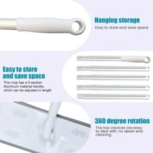 1 Set Of Long-handled Mop With Paper Package/3 Packs Of Mop Refill Paper, Household Static Dust Removal Mop 51.2 Inch Foldable Handle, Disposable Vacuum Paper Brush Line Thread Flat Mop Remover Cleaning Tool, Hands-free Cleaning Duster, For Home Cleaning Tool