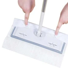 1 Set Of Long-handled Mop With Paper Package/3 Packs Of Mop Refill Paper, Household Static Dust Removal Mop 51.2 Inch Foldable Handle, Disposable Vacuum Paper Brush Line Thread Flat Mop Remover Cleaning Tool, Hands-free Cleaning Duster, For Home Cleaning Tool