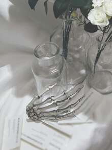 1 Par De Accesorios De Manos Y Garras De Esqueleto De Halloween, Utilizado Para Decoración De Casa Embrujada, Travesura De Fiesta - Blanco - Ver 3