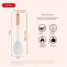 1入組矽膠炊具帶木柄湯勺或者鍋鏟