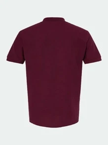 Playera Tipo Polo Vino Guinda Liso para Caballero. Calidad Premium. Rojo - Burdeos - Ver 2