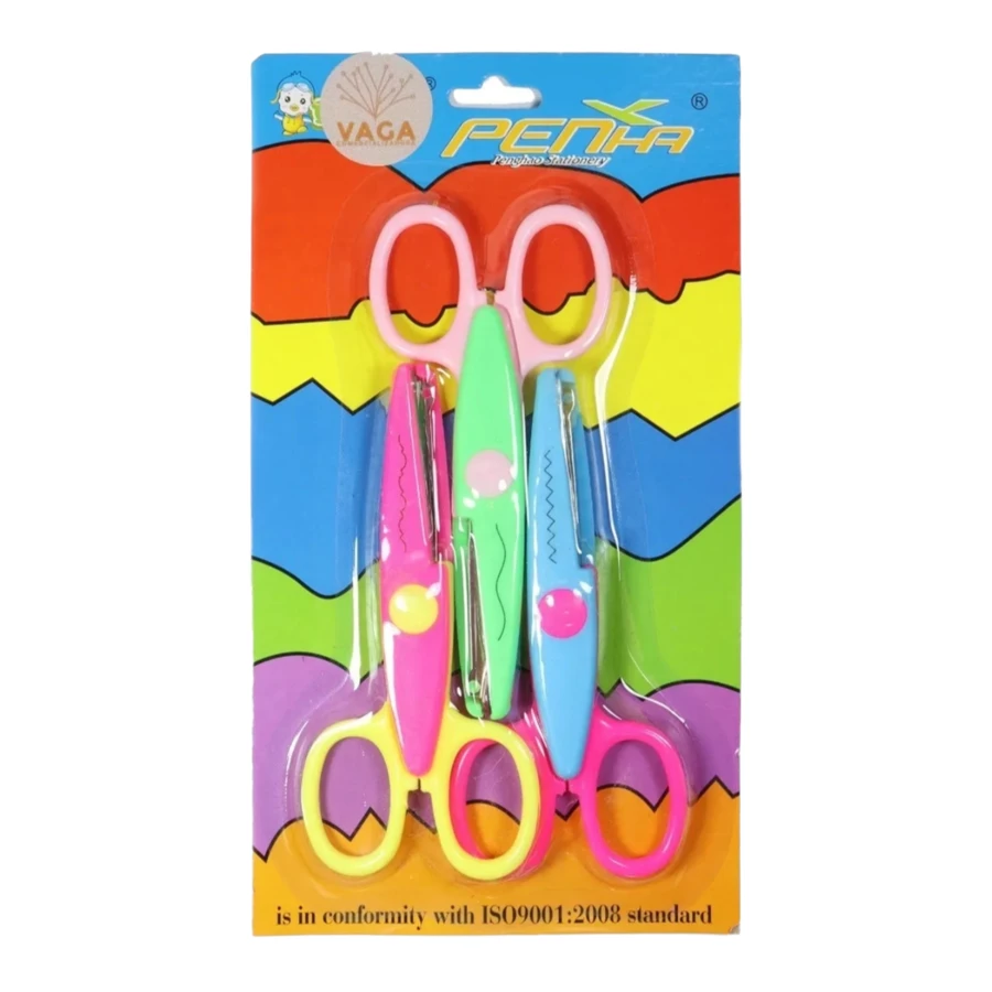 Tijeras especiales de corte con borde, 3 piezas, vuelta al colegio, útiles escolares - Multicolor - Ver 1