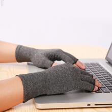 1 双男女款关节炎压缩露指手套，保暖手部，类风湿性肌腱炎肿胀腕管疼痛防滑露指打字日常工作手套 - 查看 4