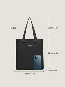 休闲百搭大容量托特单肩包 - 黑色 - 查看 2