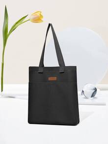 休闲百搭大容量托特单肩包 - 黑色 - 查看 3