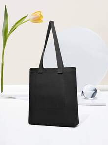 休闲百搭大容量托特单肩包 - 黑色 - 查看 4
