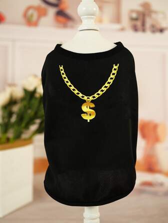 1入組圖案黑色背心