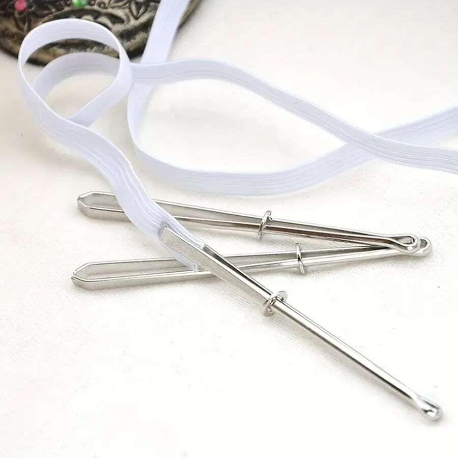 3pcs/6pcs Elastic Band Sewing Tool, Elastic Threader, Quick Drawstring Threader, Pin With 2pcs Clips, Artifact Jeans, Shorts, , Waistbands - Silver - View 1