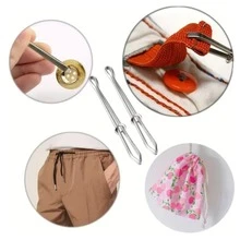 3pcs/6pcs Elastic Band Sewing Tool, Elastic Threader, Quick Drawstring Threader, Pin With 2pcs Clips, Artifact Jeans, Shorts, , Waistbands - Silver - View 3