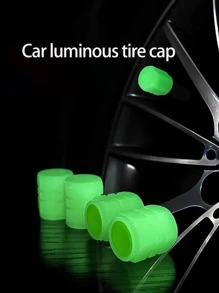 4pcs/set Luminous Car Tire Valve Caps - Green - View 1