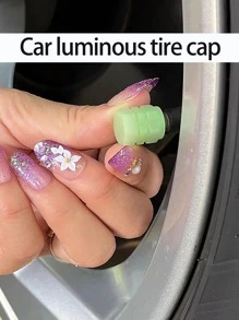 4pcs/set Luminous Car Tire Valve Caps - Green - View 2