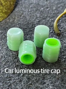 4pcs/set Luminous Car Tire Valve Caps - Green - View 3