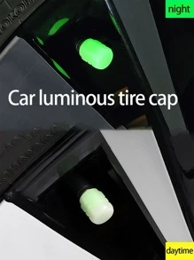 4pcs/set Luminous Car Tire Valve Caps - Green - View 4