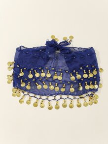 1 Miếng Của phụ nữ Nhiều màu Múa bụng Trang phục Kim loại Lưới Váy thắt eo Với Con số Đồ trang trí Đối với Hiệu suất , nhẹ nhàng Boho - Màu xanh lam - Xem 3