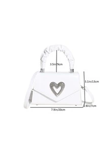 迷你時尚雲朵折疊手提袋,帶心型金屬鎖,可當肩背包或斜背包使用 - 白色 - 查看 2
