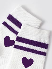 1 Pair Children's Heart Pattern Sport Mid-Calf Socks, Perfect For Valentine's Day Gift Or Daily Wear - Multicolor - View 4
