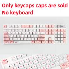 XDA High Spherical Mechanical Keyboard Keycaps - PBT Material, Sublimation Process, Heat Transfer Printing, Cartoon Rabbit Theme, Love Anime Element Pattern, 129 Keys Universal Keyboard Cap Gift Set with Key Puller & Storage Box (Pink) - XDA Heights - Pink Steam Bunny - 129 Pieces - View 2