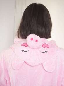 Pijama Mameluco Disfraz Cerdo Kawaii Rosa Adulto - Rosa - Ver 2