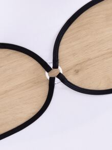 女式拼色连体泳衣，带无肩带比基尼款式上衣，修身夏季 - 白色 - 查看 3