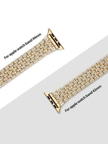 Diamante Metal Watch Strap Compatible With Apple Watch, Sparkly For Women - Gold - View 4