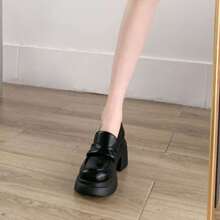 Của phụ nữ Đáng yêu Khuôn viên đại học Phong cách Đen Xoắn Nút Nêm Gót chân Nền tảng Giày dép - màu đen - Xem 5