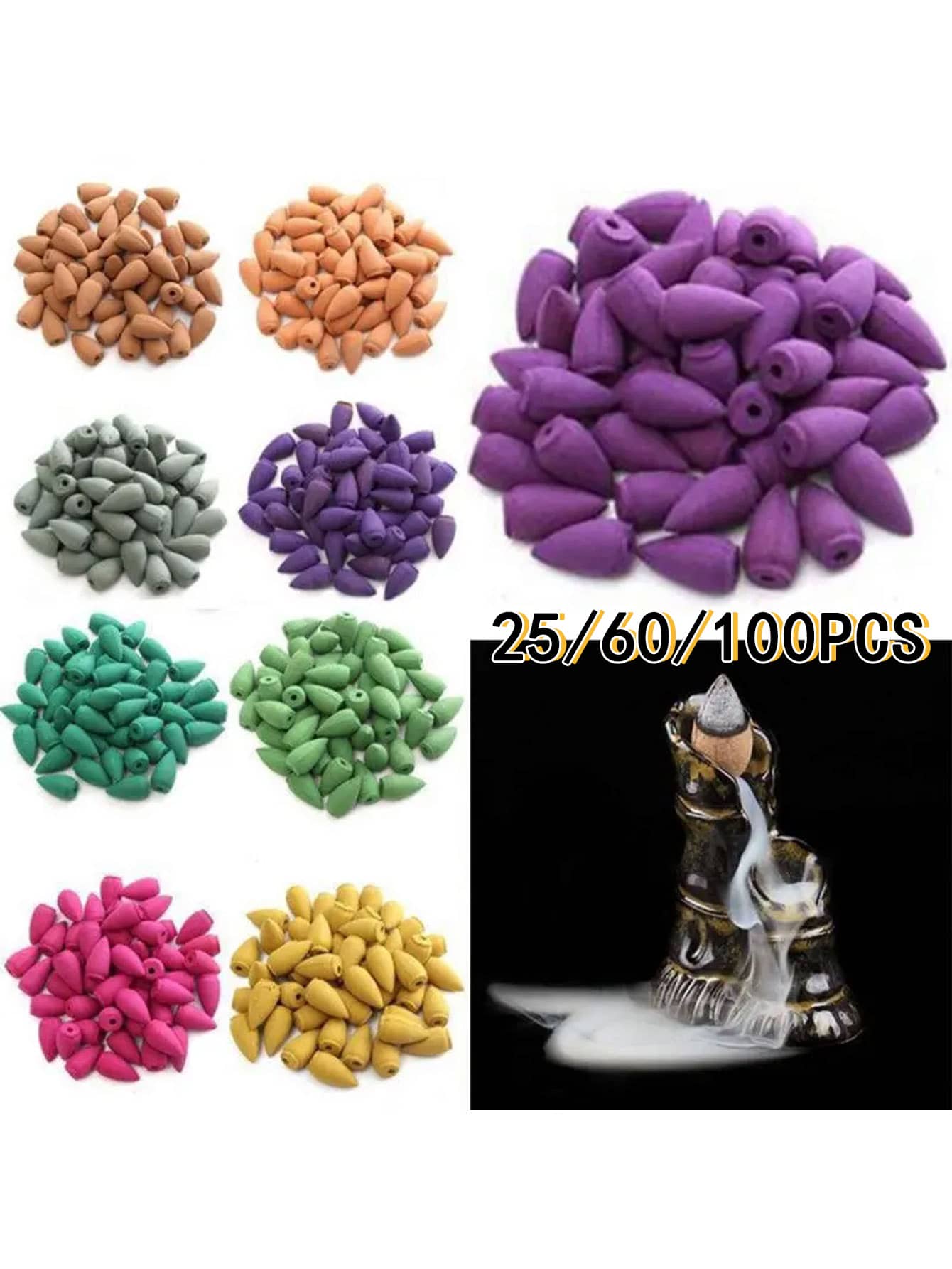 60顆彩色後流香內部芳香塔香,氣味清新劑 - 彩色 - 查看 1