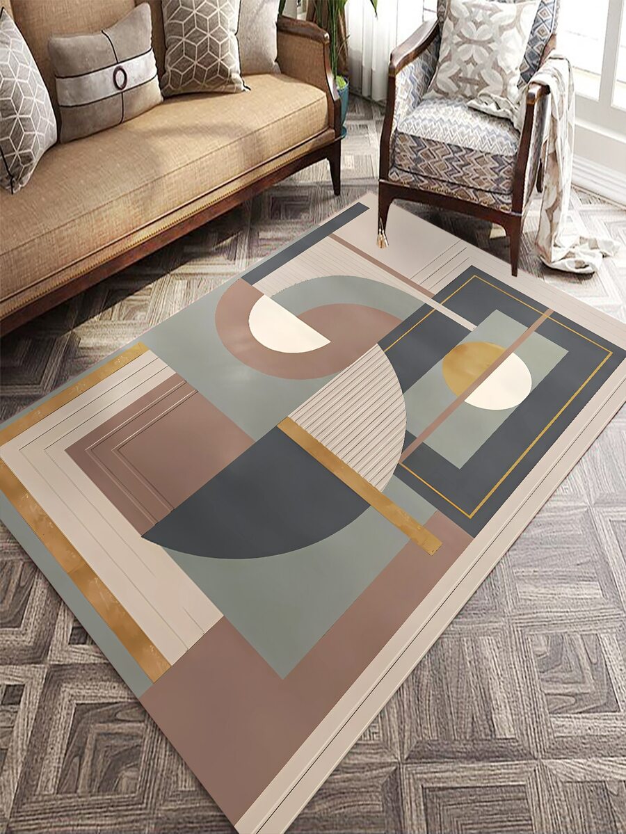 幾何圖案地墊,1片裝裝飾地毯適用於客廳、沙發、咖啡桌、臥室、床頭柜、家居使用 - 彩色 - 查看 1