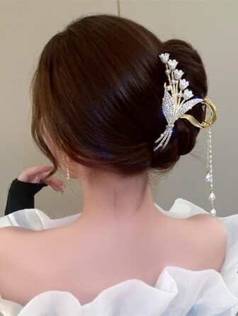 1 pieza Clip de pelo de mujer con diseño de borla y espiga de trigo en tono dorado, elegante para uso diario y al aire libre, diademas elegantes para el Día de San Valentín, ganchos para el cabello, pinzas para el cabello, accesorios para el cabello para mujer para vacaciones