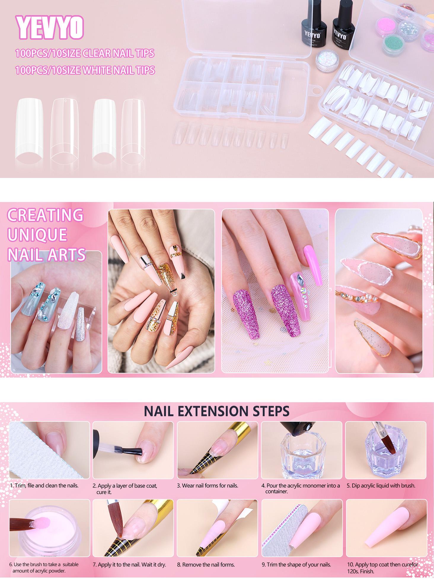 YEVYO Acrylic Nail Kit with Everything for Beginner, Complete Nail