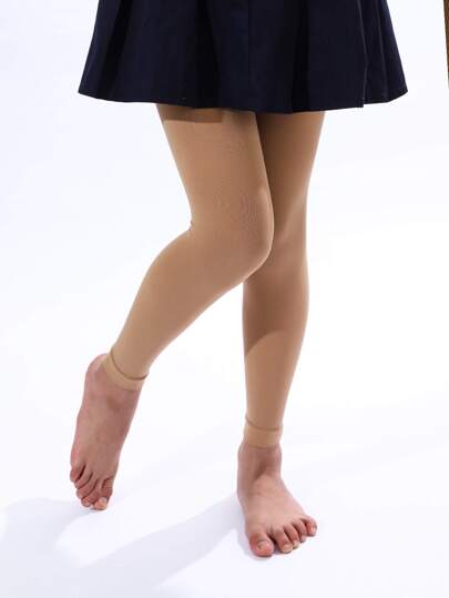 Girls' Basic Tightfitting Leggings, Capri Length, Suitable For Dance