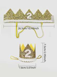 1入組金色皇冠適用於嬰兒生日派對 - 金色 - 查看 2