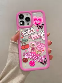 1 个带卡通涂鸦图案的透明保护壳，防震缓冲气囊全边缘覆盖手机壳，通用男女通用设计，兼容 Iphone 11/12/13/14/6/6s/6plus/7/8/Se/7plus/8plus/X/Xs Max/Xr/11pro/12pro/13pro/14pro/12mini/13mini/11promax/12promax/13promax/14promax/14plus - 無色 - 查看 1